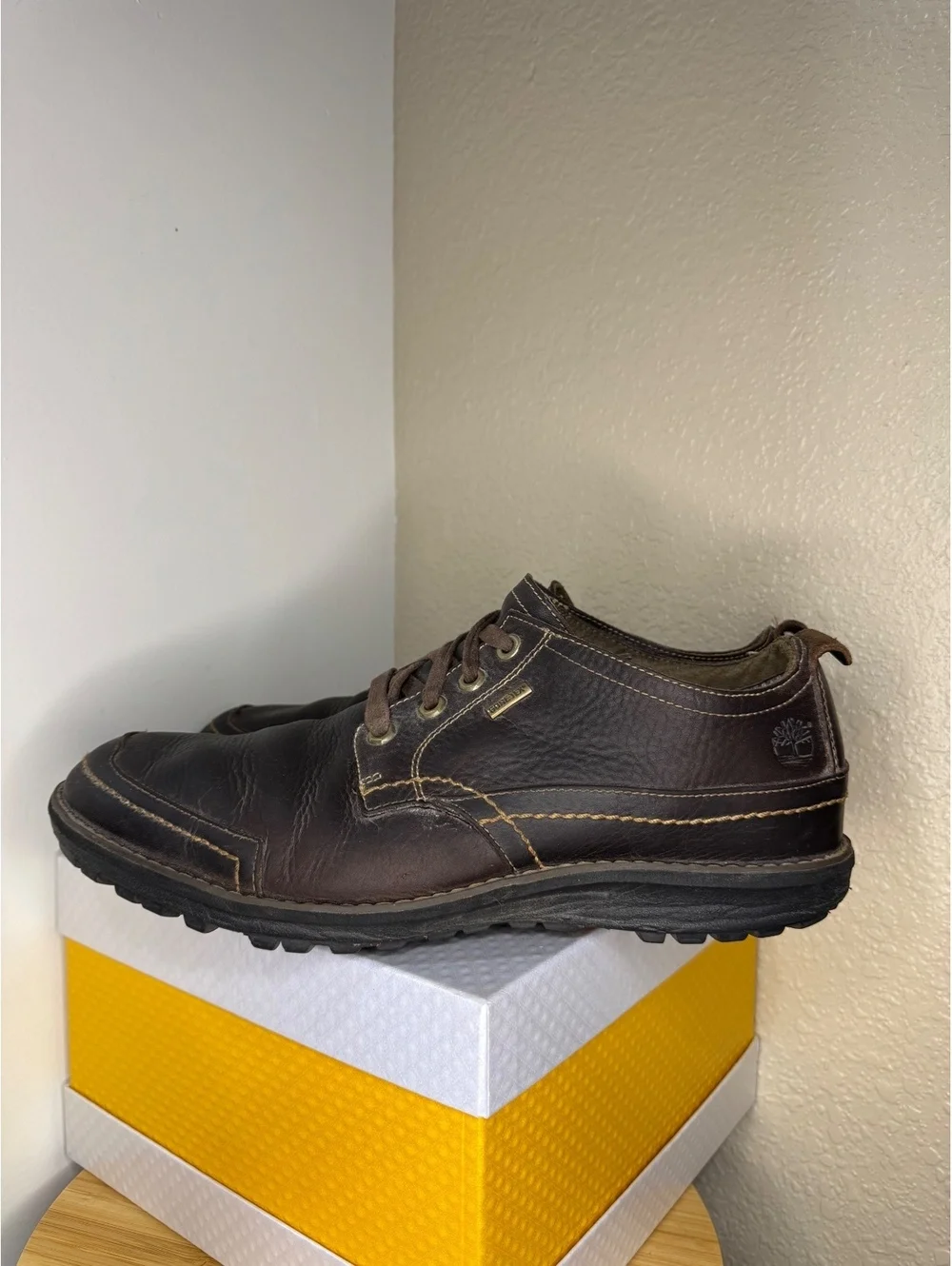Timberland Gore-Tex Brown Leather Oxford Shoes Men’s Size 10 Waterproof Lace Up
